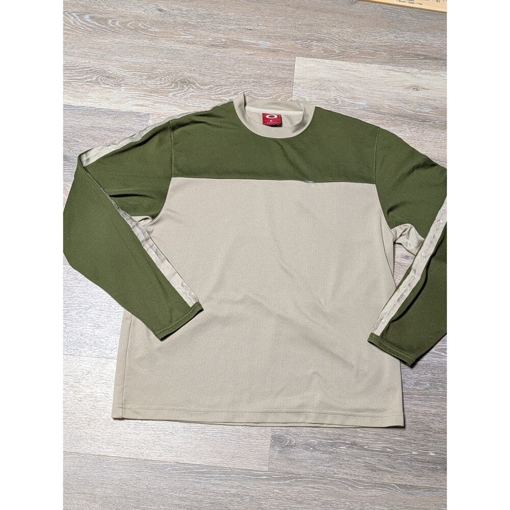 Rare Vintage Oakley Software Skull Jersey Men’s Large Green Tan Y2K Techwear